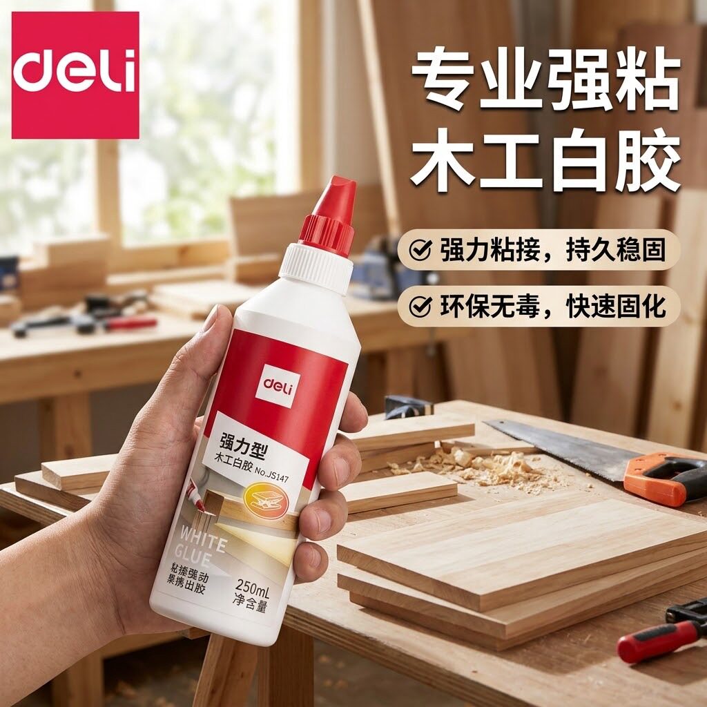 得力木工白乳胶 木头专用强力胶 手工 DIY 实木地板椅子木板开裂修复胶儿童手工胶水