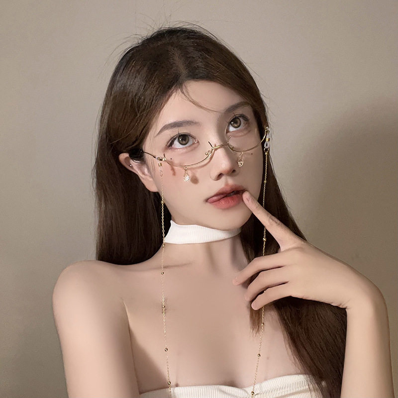 秘书穿搭配件下半框无镜片眼镜架图片