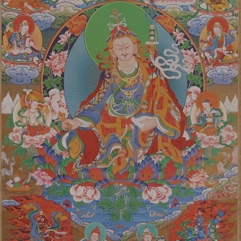 速发莲师八变精品唐卡 西藏挂画 普瑞德手工精裱布印金线唐卡佛像