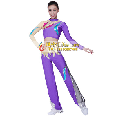 现货速发健美操服装竞技体操比赛服装长袖运动会团体艺术广播体操