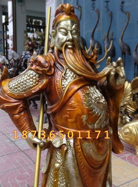 速发纯铜关公提刀背剑武财神关二爷铜像镇宅办公室客厅酒店供奉铜