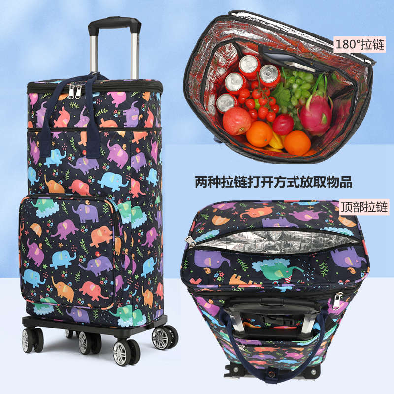 万向轮飞机轮拉杆购物车便携式折叠买菜小拉车家用购物轻便小推车