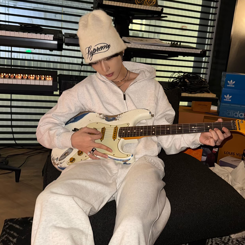 林秋楠同款ChaneyWondo连帽卫衣外套裤子弯刀长裤套装二件套