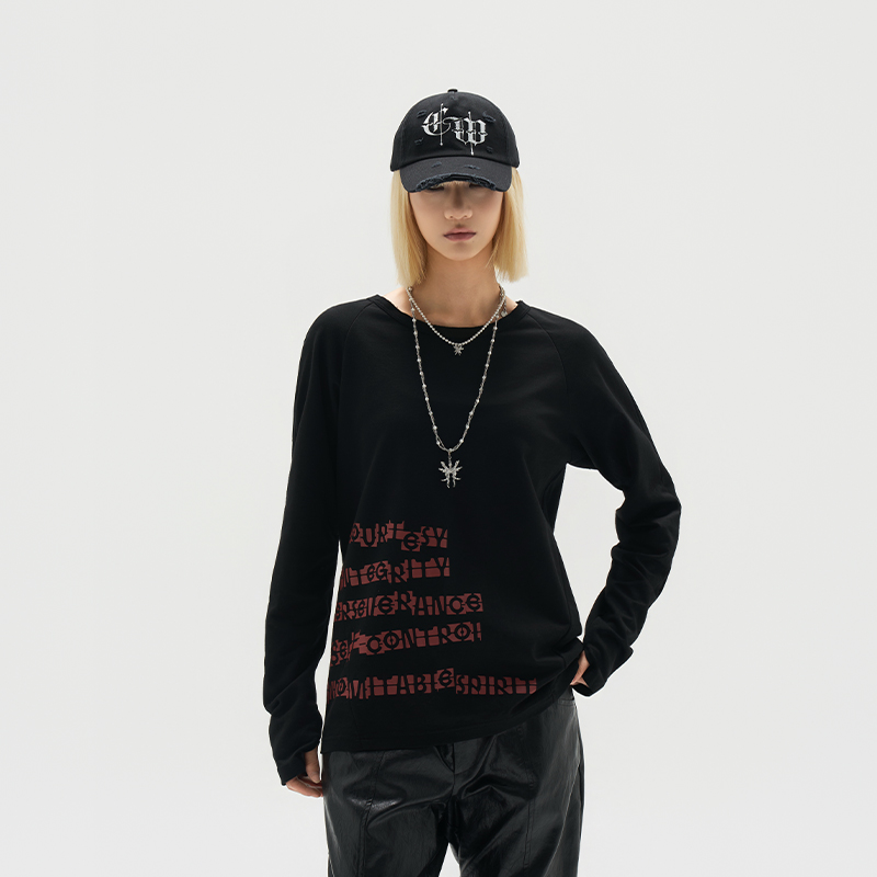 林秋楠同款ChaneyWondo跆拳道文化破坏水洗长袖圆领休闲T情侣百搭