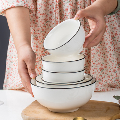 10个装家用碗陶瓷米饭碗2024新款5寸吃饭碗白瓷加厚碗碟套装繁星