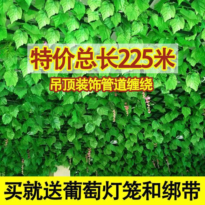 仿真藤条葡萄叶吊顶装饰假花管道缠绕藤蔓爬山虎塑料绿萝花藤叶子