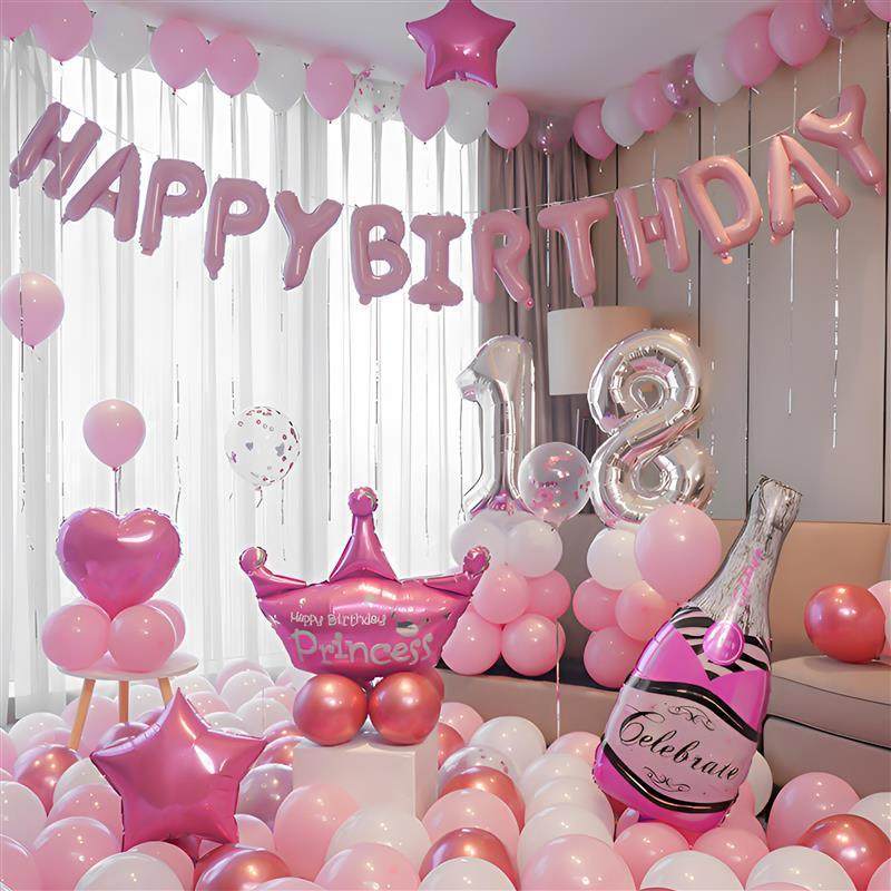 生日气球布置装饰场景ins风高颜值,节庆用品/礼品,气球,淘宝优惠券,粉丝福利购,淘宝优惠卷