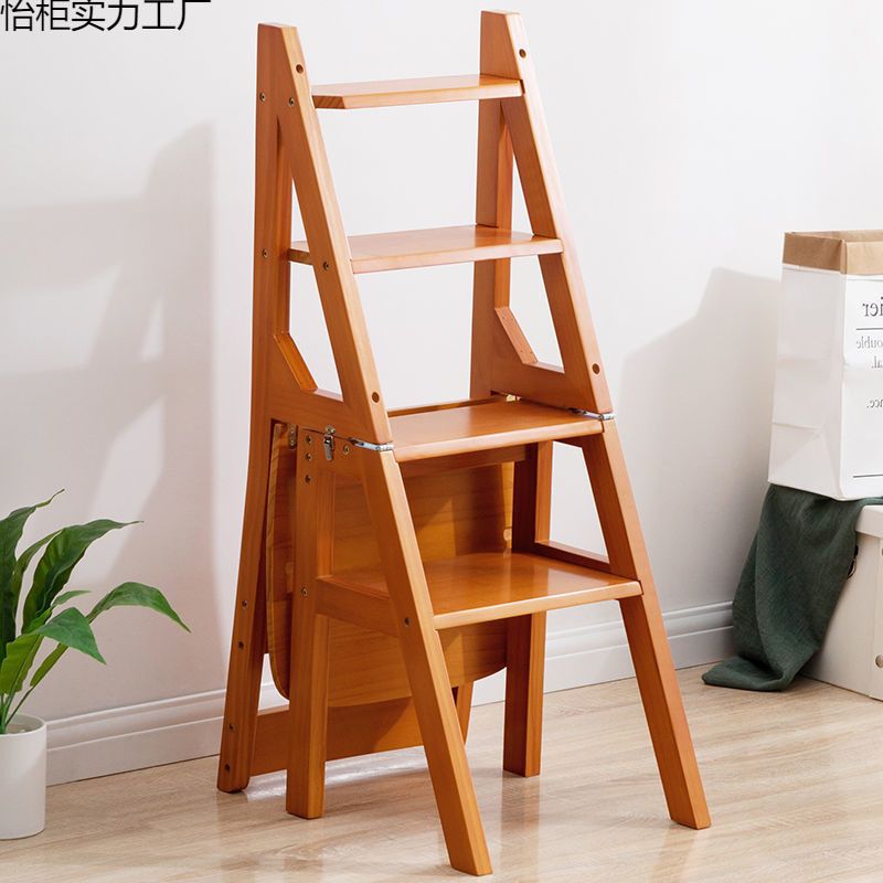 实木室内凳家用两用椅楼梯折叠梯 踏板多功能凳子梯子
