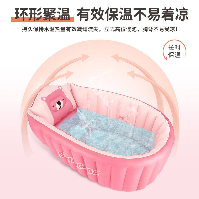 swimbobo充气婴儿浴盆 儿童加厚家用洗澡盆 宝宝可折叠收纳游泳池