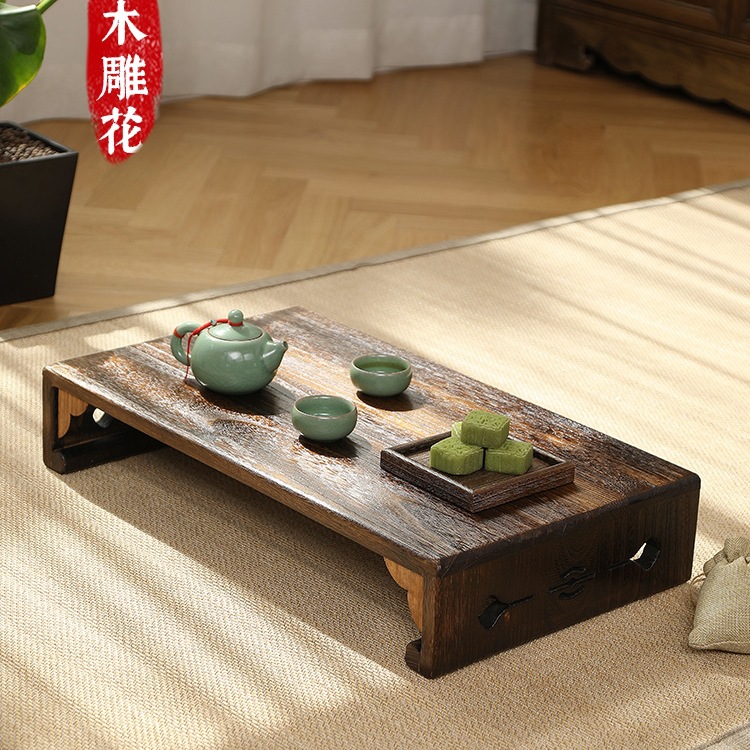 中式复古小茶几榻榻米茶桌实木飘窗小桌子阳台矮桌家用坑几坐地桌
