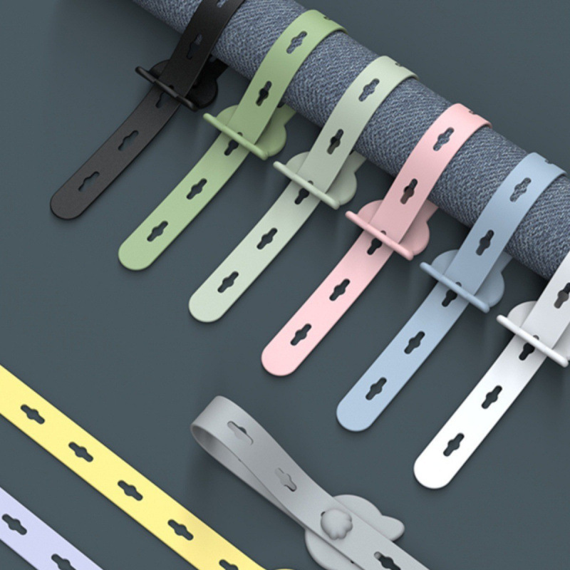 多功能硅胶扎带理线器拉拉卷绑带数据线整理防风扣绕线器绑窗帘