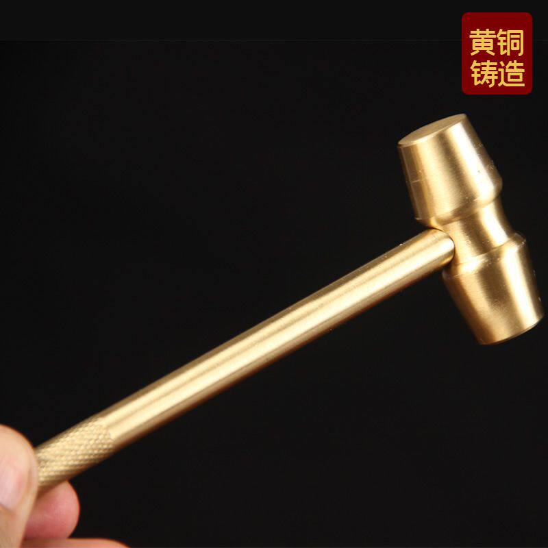 实心铜锤子摆件木锤子敲核桃砸金蛋铜锤摆件