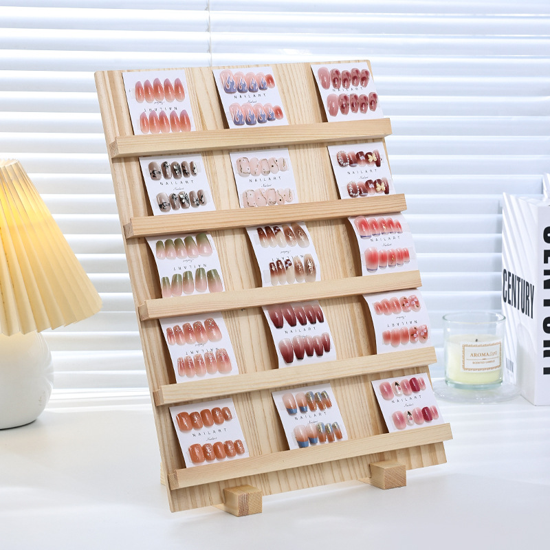美甲木质展示架作品展示板美甲店色板卡穿戴甲甲片收纳陈列架