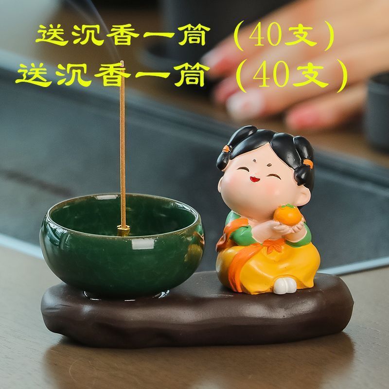 家用香薰炉创意香插香炉线香点香盘客厅装饰品唐仕女小摆件