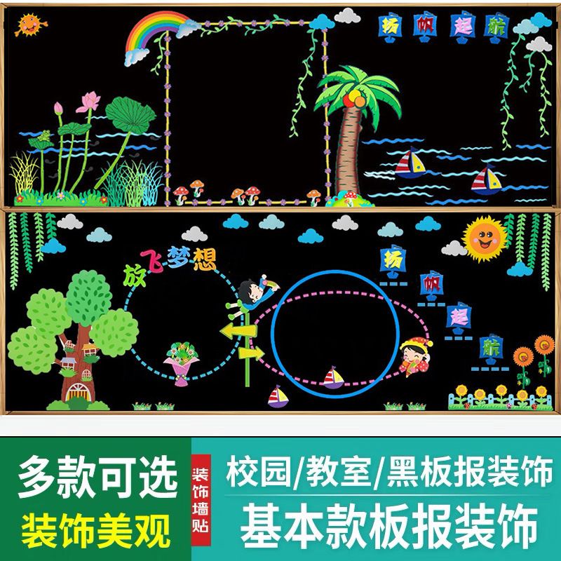 通用黑板报装饰墙贴边框小学生教室文化布置班级主题百搭环创材料