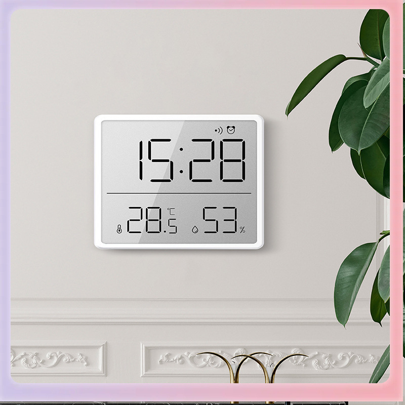 ?纤薄电子时钟简约数字钟可挂壁LCD小闹钟多功能温温度电子钟821