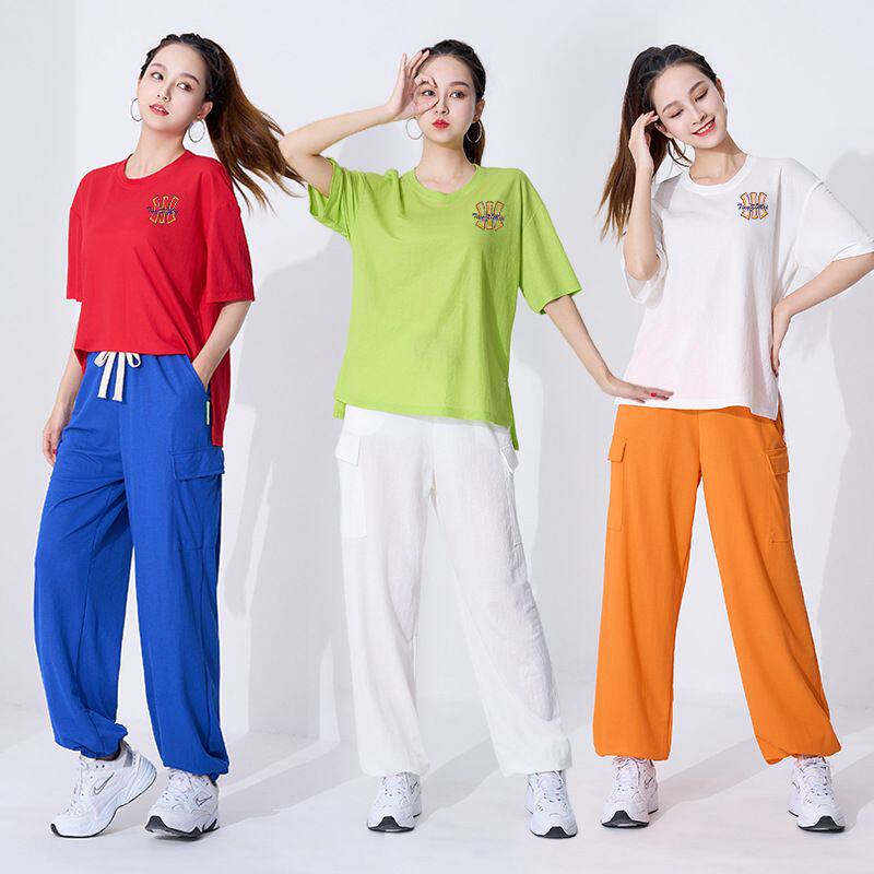 婷姿媄广场舞服装新款套装春夏宽松T版运动曳步舞团体表演练功服