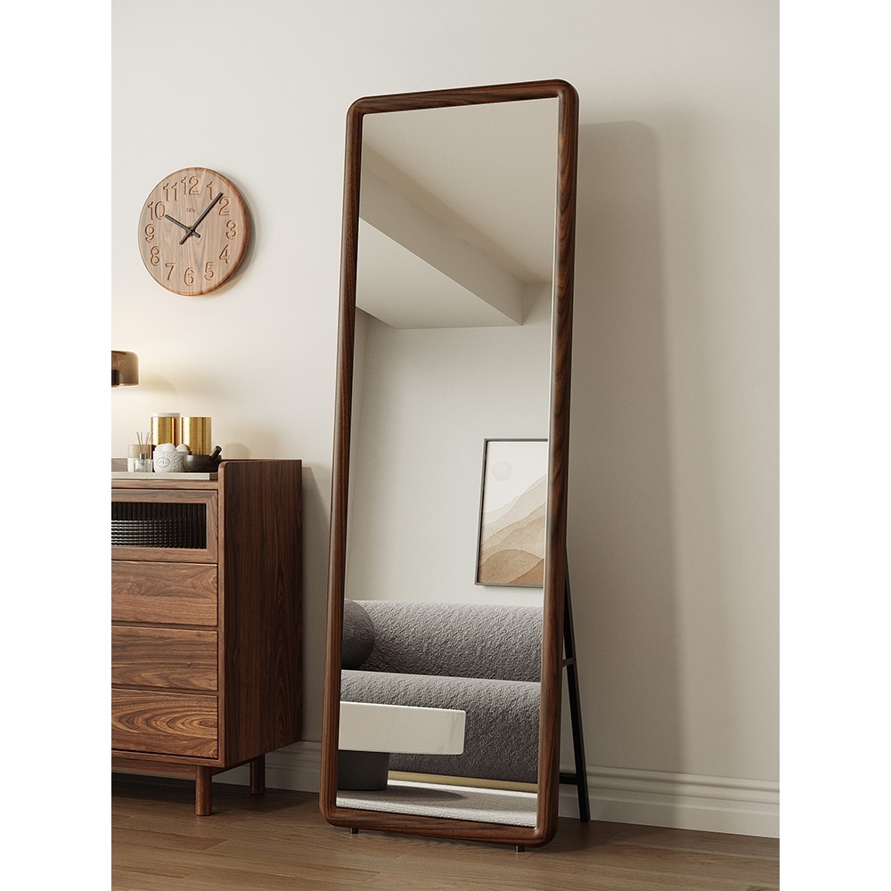 实木镜子全身镜落地镜家用女生卧室穿衣镜服装店试衣镜挂墙大镜子