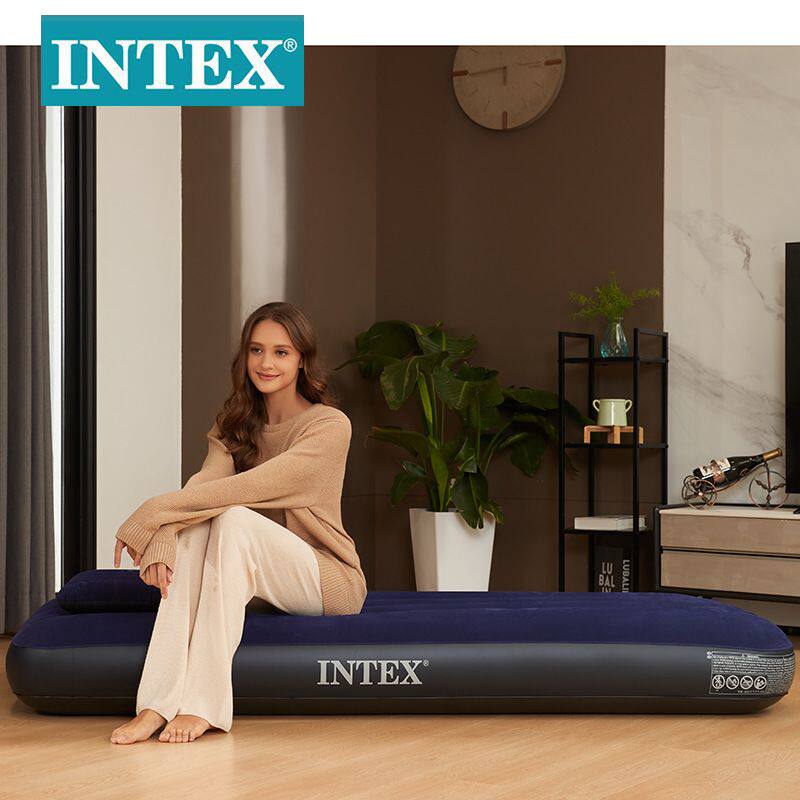 intex 64756线拉蓝色植绒充气床气垫床野营床折叠床午休床