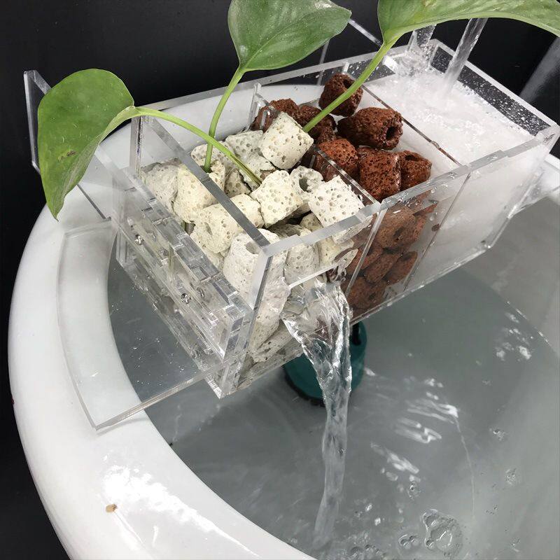 创意陶瓷鱼缸过滤器圆形缸内置过滤盒瀑布式净水过滤水质增氧吸便
