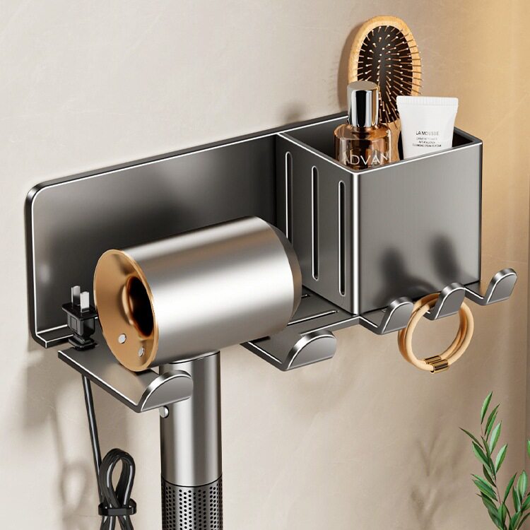 不锈钢吹风机置物架免打孔浴室收纳绕线电吹风挂架吹风筒浴室支架