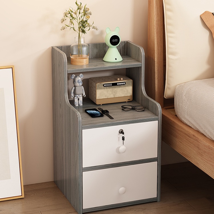 床头柜简约现代小型家用出租房卧室床边收纳柜带锁置物架迷你柜子