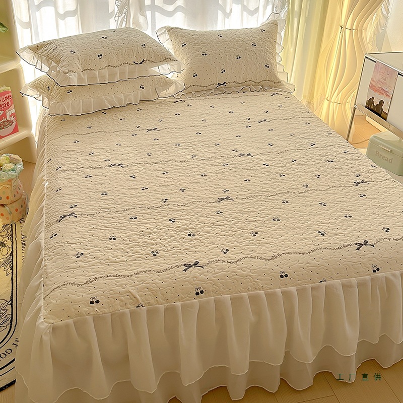 少女心夹棉床裙单件四季通用床罩遮丑下摆床笠床单带裙边2025新款