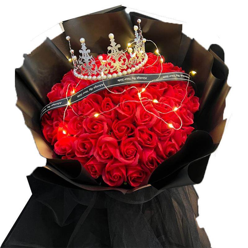 99朵红玫瑰生日礼物送女友七夕情人节花束香皂永生玫瑰浪漫礼物