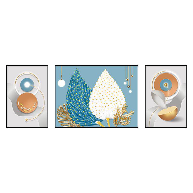 羽毛装饰画轻奢大气三联画沙发后面的壁画现代简约客厅背景墙挂画