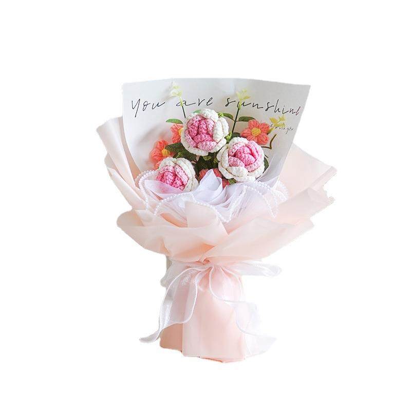 成品发货针织毛线混搭花束玫瑰花向日葵郁金香仿真编织花生日礼物,鲜花速递/花卉仿真/绿植园艺,仿真花,淘宝优惠券,粉丝福利购,淘宝优惠卷