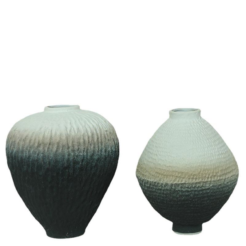 简侘寂风素胚陶瓷花复瓶家居陶古艺EXZ摆件样板间软装约做旧干花