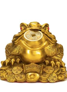 黄铜金蟾摆件客厅三足铜金蟾蜍家居玄关装饰三脚金蝉店铺开业礼品