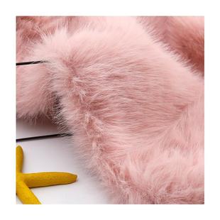 厂家直供仿真毛托卡抽象印花布料长毛绒时尚垂感女装面料现货