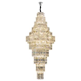 现代轻奢别墅客厅吊灯中空吊灯轻奢多层水晶灯别墅楼梯吊灯