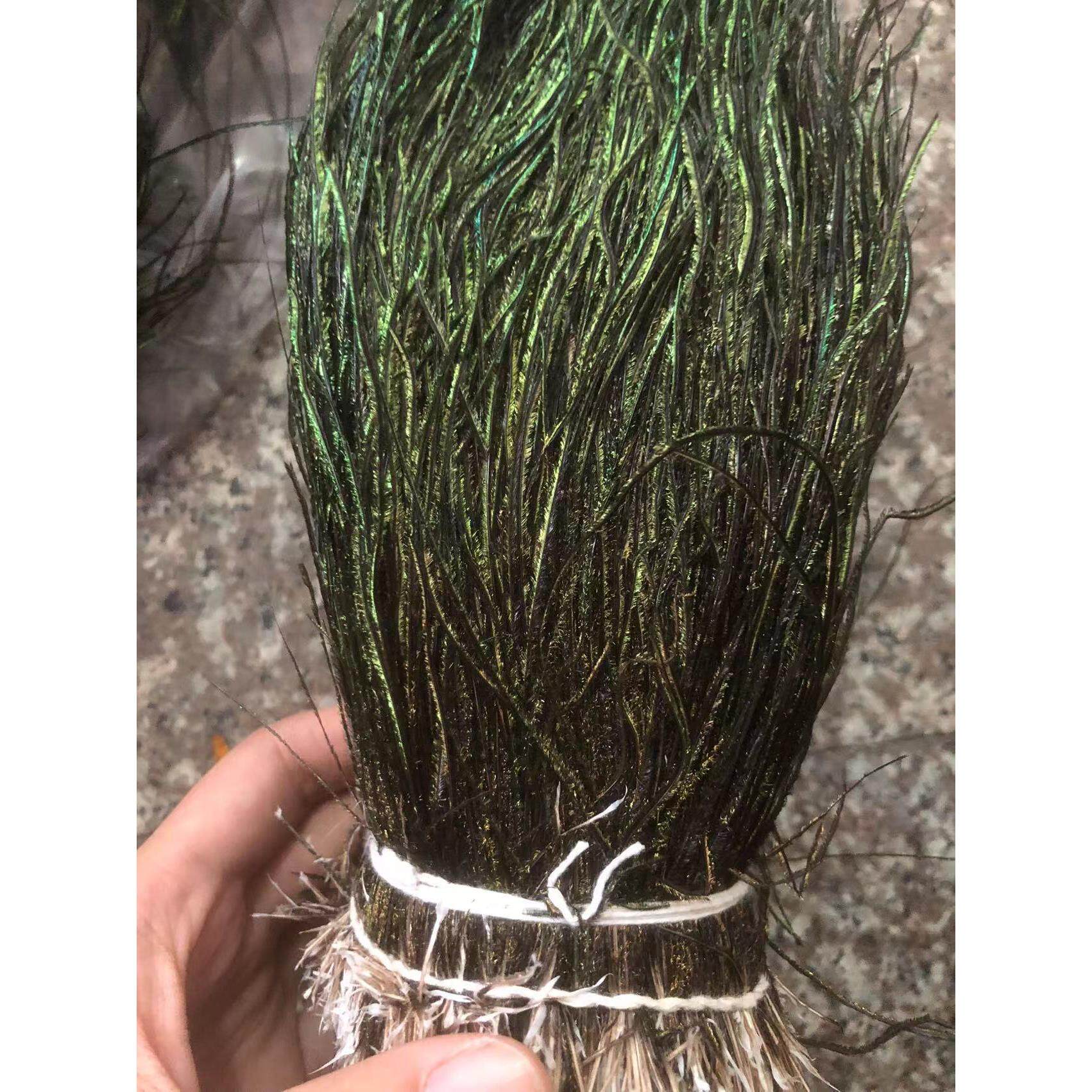 孔雀丝穿线绑鱼钩飞蝇钩材料纳米绑制孔雀毛真羽毛15-20厘米