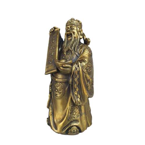 铜财神爷黄铜文财神佛像摆件站财神范蠡供奉家用店铺客厅装饰大号