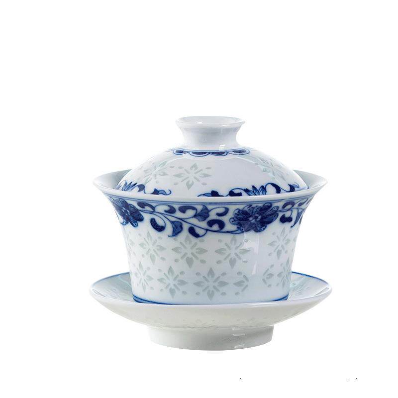 景德镇青花瓷功夫茶具套装手绘玲珑陶瓷茶具江西特产礼物商务礼品