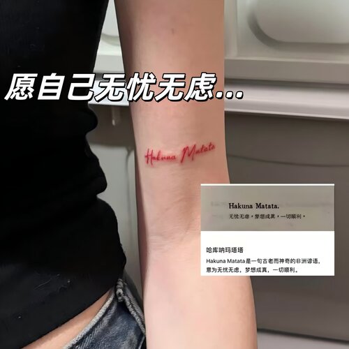 hakuna matata纹身贴祝福贴纸拍照道具防水持久通用情侣名字贴纸