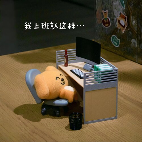mini工位牛马桌bjd电脑桌微缩乌萨奇棉花娃娃道具娃屋迷你工作桌