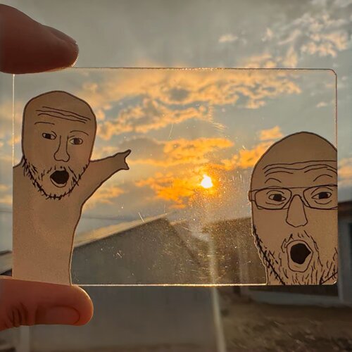 原始人meme透卡趣味旅行打卡拍照道具创意亚克力搞怪收藏小卡周边