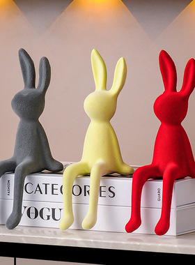 轻奢高级感长耳兔子陶瓷摆件