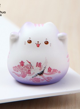 速发招财猫树脂小摆件迷你车载可爱猫咪礼品前台客厅桌面装饰