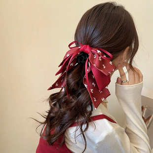 2025新款红点蝴蝶结甜美公主波波头发夹女士大鲨鱼发饰马尾饰品