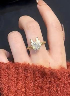 2025新款龙年个性锆石旋转戒指高级设计小众时尚女款本命年
