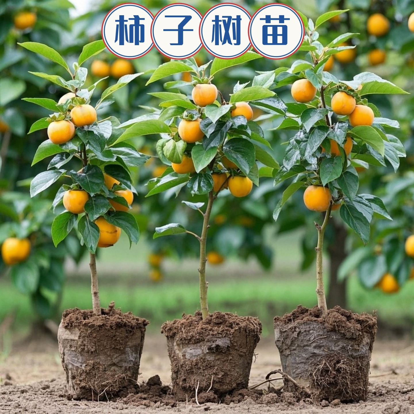 柿子方苗树脆甜柿无核柿南北种植特大地子庭院栽当年结果柿树果苗