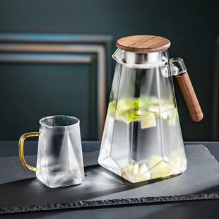 冷水壶玻璃耐高温大容量装水容器凉水壶家用客厅开U水杯凉茶瓶扎