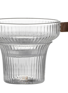 木柄创意竖纹茶滤耐m热玻璃茶漏过滤器公杯茶隔功夫茶具家用超细