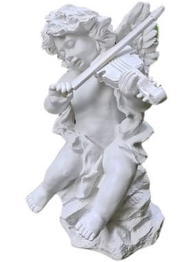 欧式天使玻璃钢石膏像摆件小提琴演奏人物摆设家居装W饰品花园庭