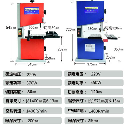 木工带锯9寸切割厚度12厘米小型带G锯家用多功能曲线锯开料带锯床