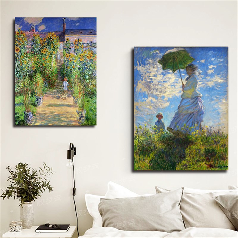 莫奈名画艺术装饰画客厅沙发背景墙E挂画餐厅民宿玄关走廊风景壁